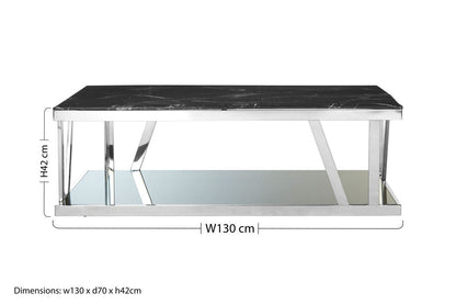 Ackley Silver Coffee Table With Marble Top