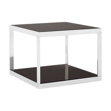 Ackley Silver Square Coffee Table With Black Glass