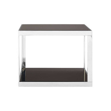 Ackley Silver Square Coffee Table With Black Glass