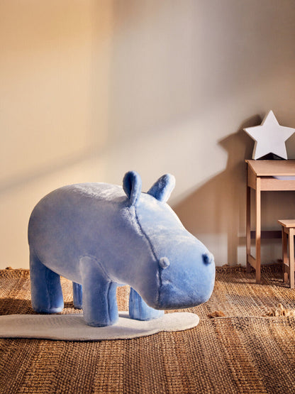 Jungle Safari Kids Blue Hippo Animal Stool