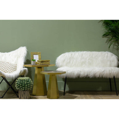Sienna White Faux Fur Butterfly Chair