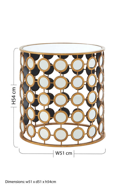 Zariah Gold Finish Mirror Side Table