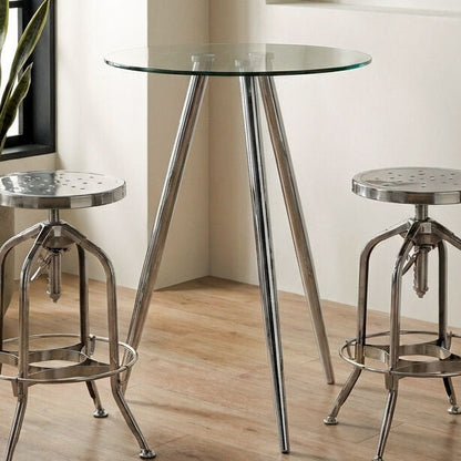 Barton Round Glass Bar Table with Chrome Legs