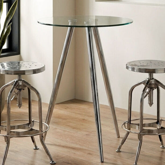 Barton Round Glass Bar Table with Chrome Legs