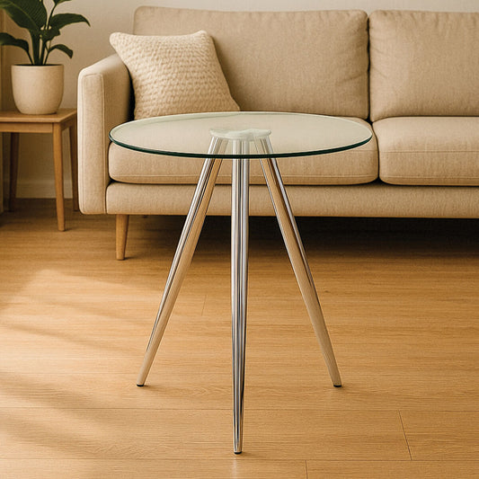 Barton Round Glass Bar Table with Chrome Legs