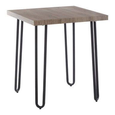 Borough Wooden Top Side Table With Hairpin Metal Legs