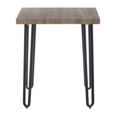 Borough Wooden Top Side Table With Hairpin Metal Legs