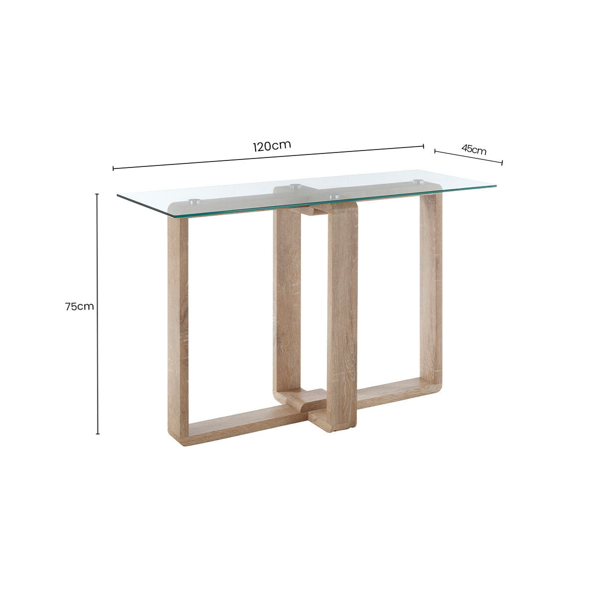 Barton Glass Console Table with Wood Effect Legs