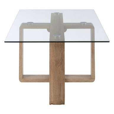 Barton Glass Coffee Table with Wood Effect Legs