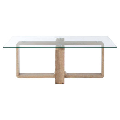 Barton Glass Coffee Table with Wood Effect Legs