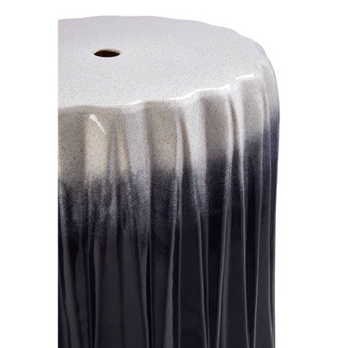 Azul Ombre Blue and White Ceramic Side Table and Stool