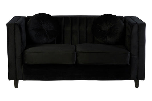 Farah Two Seat Black Velvet Sofa