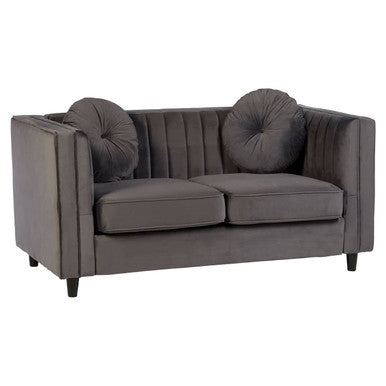 Farah Two Seat Grey Velvet Sofa