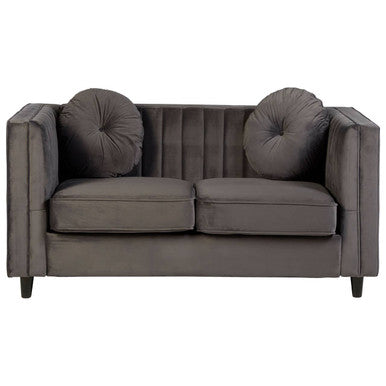 Farah Two Seat Grey Velvet Sofa