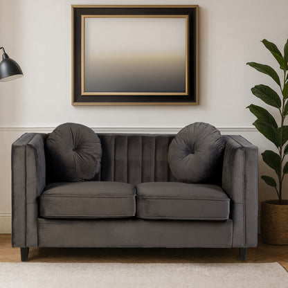 Farah Two Seat Grey Velvet Sofa