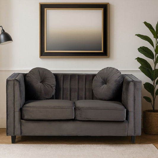 Farah Two Seat Grey Velvet Sofa