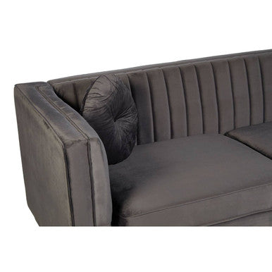 Farah Three Seat Grey Velvet Sofa