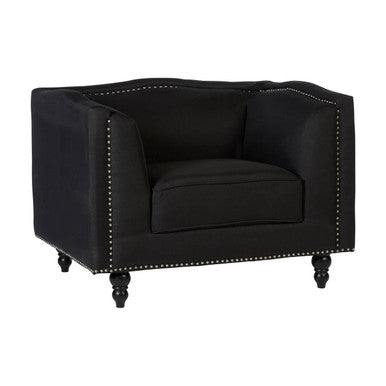 Feya Black Fabric Chair with Stud Detail