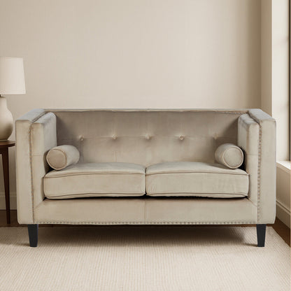 Felisa Two Seater Mink Velvet Sofa