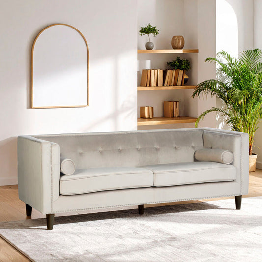 Felisa 3 Seat Mink Velvet Sofa