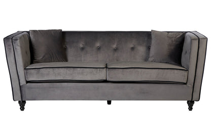 Ferris 3 Seat Grey Velvet Sofa