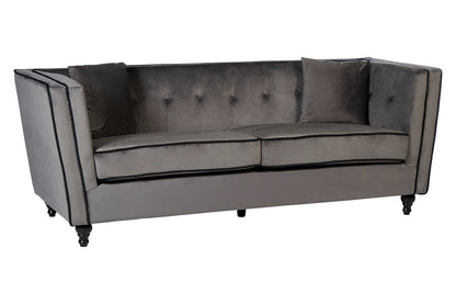 Ferris 3 Seat Grey Velvet Sofa