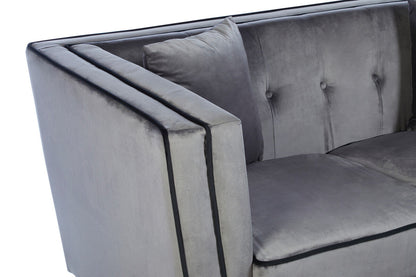 Ferris 3 Seat Grey Velvet Sofa