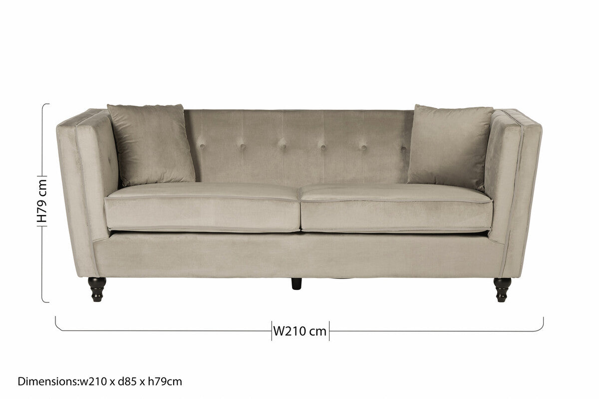 Ferris 3 Seat Mink Velvet Sofa