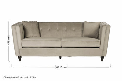 Ferris 3 Seat Mink Velvet Sofa