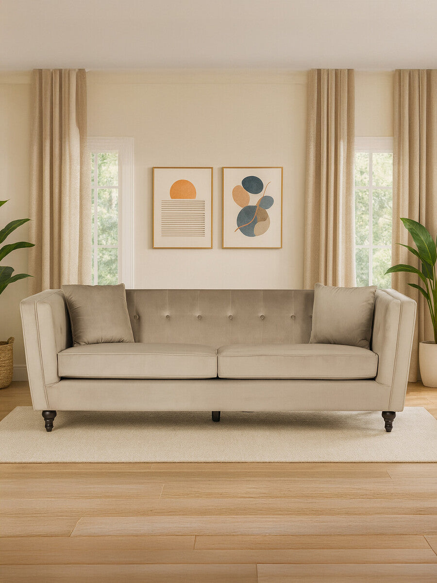 Ferris 3 Seat Mink Velvet Sofa