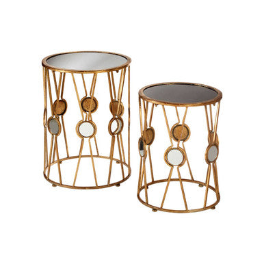 Faiza Set Of 2 Cross Design Rounded Tables