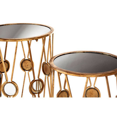 Faiza Set Of 2 Cross Design Rounded Tables