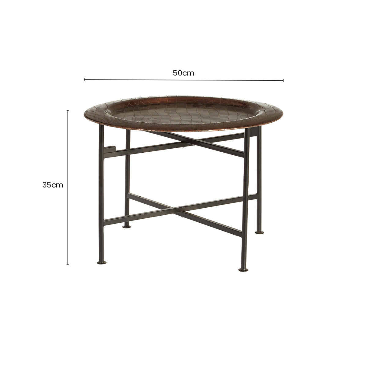 Hege Crocodile Texture Copper Finish Round Side Table