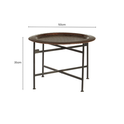 Hege Crocodile Texture Copper Finish Round Side Table