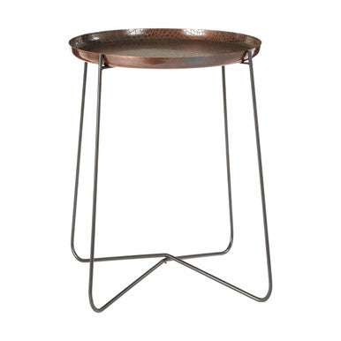 Hege Crocodile Texture Copper Finish and Black Round Side Table