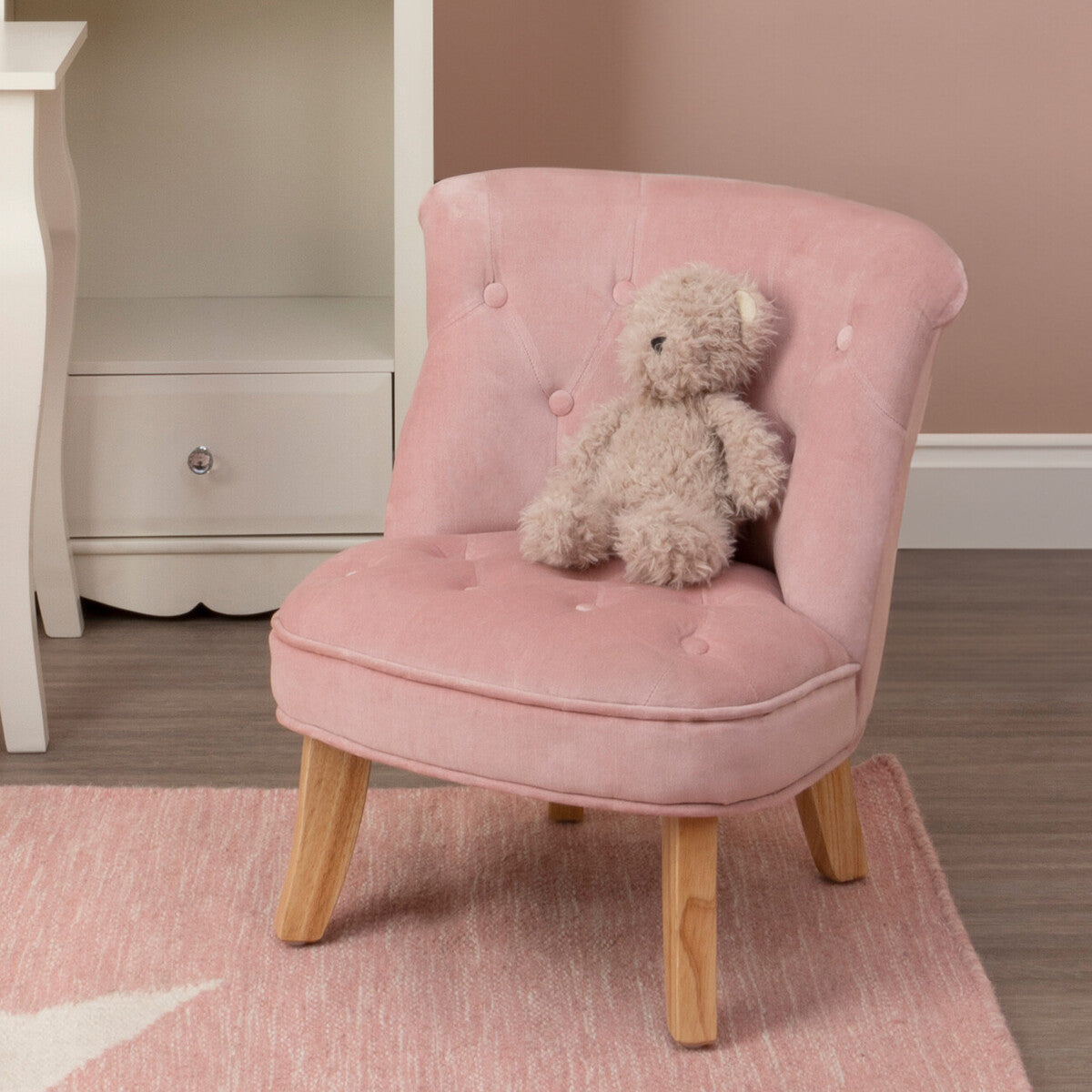 Estelle Pink Velvet Kids Chair