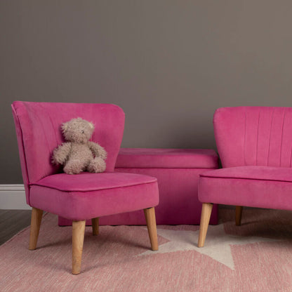 Mia Pink Velvet Kids Ottoman