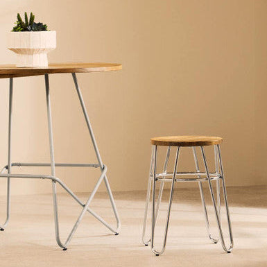 District Hairpin Legs Stool with Wood Top