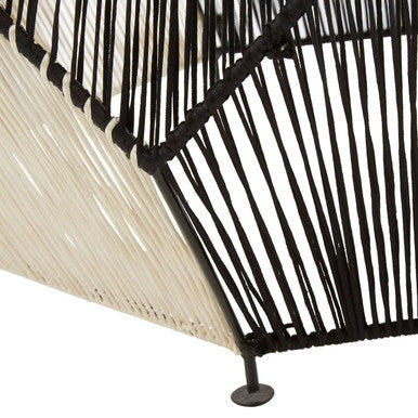 Natural Mango Wood Top Hexagon Coffee Table with Two Tone Black and Silver Geometric Woven Base | Fusion