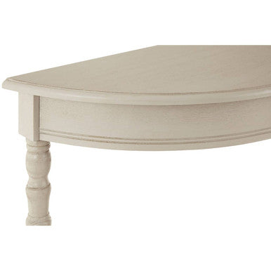 Heritage Grey Putty Wooden Half Moon Console Table with Lower Shelf