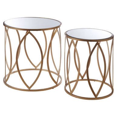 Arcana Set Of Two Gold Finish Side Tables