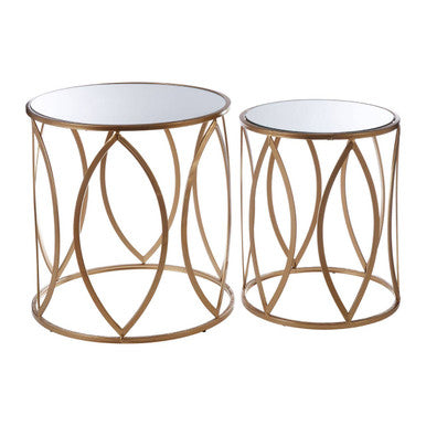 Arcana Set Of Two Gold Finish Side Tables