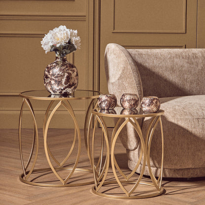 Arcana Set Of Two Gold Finish Side Tables