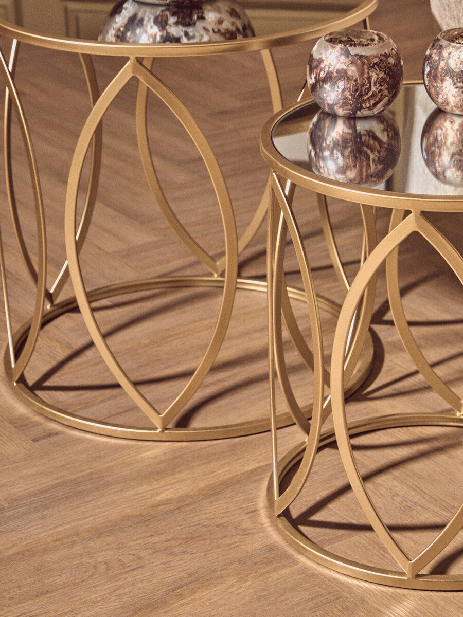 Arcana Set Of Two Gold Finish Side Tables