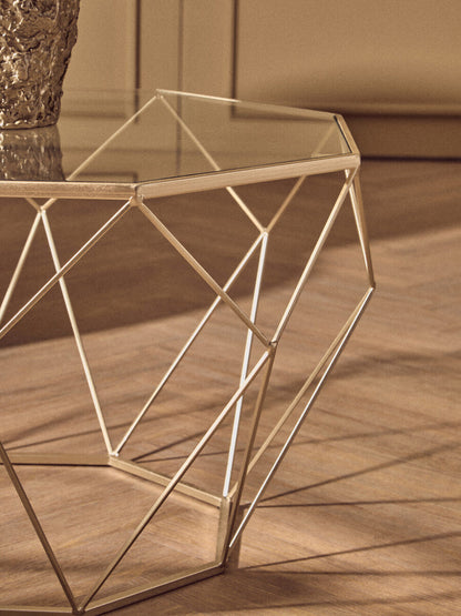 Arcana Gold Finish Geometric Design Set Of 2 Tables