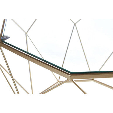 Arcana Gold Finish Geometric Design Set Of 2 Tables