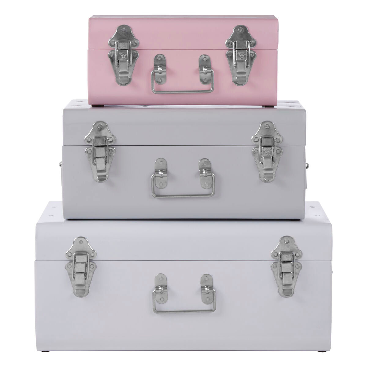 Set of Three Assorted Pink and Grey Storage Trunks | Parley