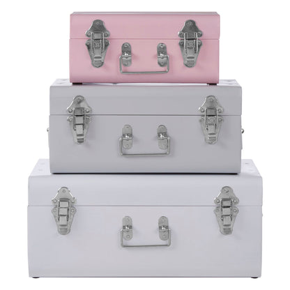 Set of Three Assorted Pink and Grey Storage Trunks | Parley