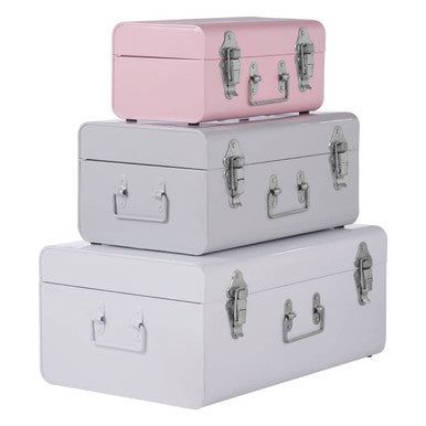 Set of Three Assorted Pink and Grey Storage Trunks | Parley