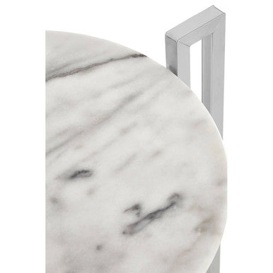 Cibal White Marble Side Table With Chrome Base